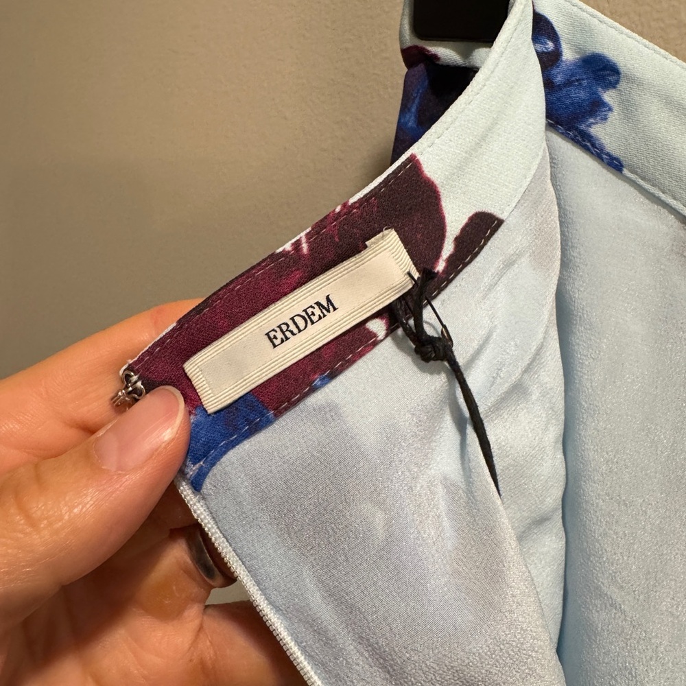 New Erdem Rossini Rose Ice Blue Long Panel Skirt Size 4 - Picture 4 of 5